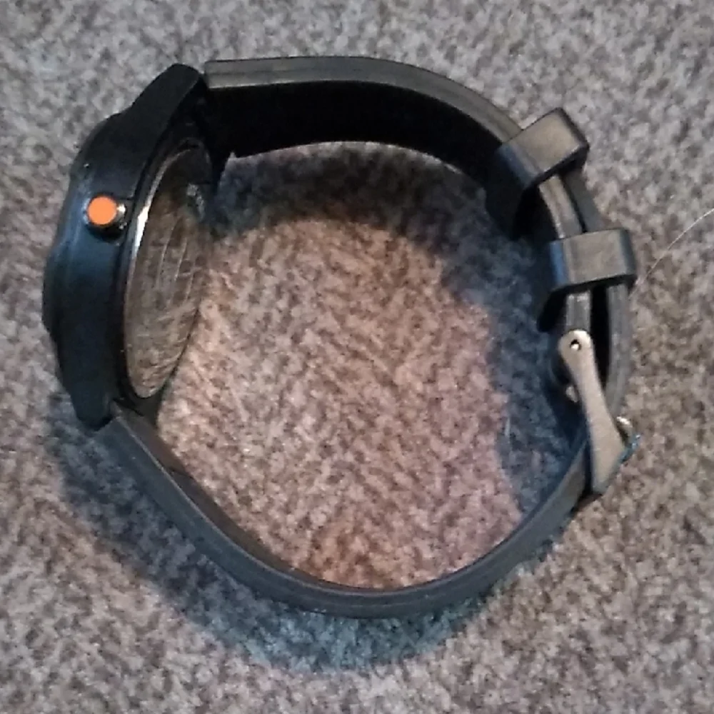 Jack Spade Black Compass-Style Dial Watch with Orange Accents